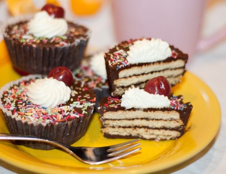 Single slice of cake is so tasty and makes happy