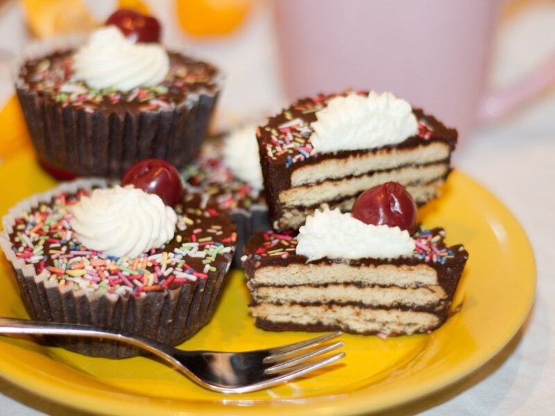 Full of chocolate dessert is love and life