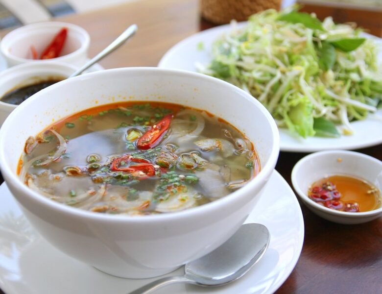 Chinese cuisine hot vegetable soup with cherry